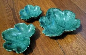 Lot of 3 * Ceramic LEAF Plates * Serving Trinket Display Party * Thanksgiving - Picture 1 of 4