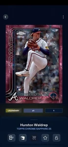 Topps BUNT Chrome Sapphire 25 Hurston Waldrep Legendary 1/1 Digital Trading Card - Picture 1 of 3