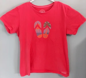 Life Is Good Sz Large Coral Color Short Sleeve Classic Fit Sandles - Picture 1 of 5