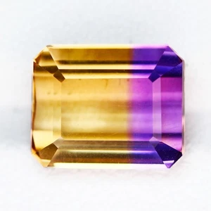 5.26 Ct AAA Octagan 11 x 8.9 MM 100% Natural Purple & Gold Yellow Ametrine - Picture 1 of 5