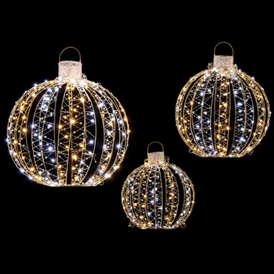 Christmas 3pc Led Ball Lights Xmas Festive Decoration Hanging In/ Outdoor New - Image 1 of 4