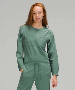 Lululemon Ventlight Jumpsuit mit Reißverschluss Damen 12 türkis Overall WovenAir Mesh - Bild 1 von 10