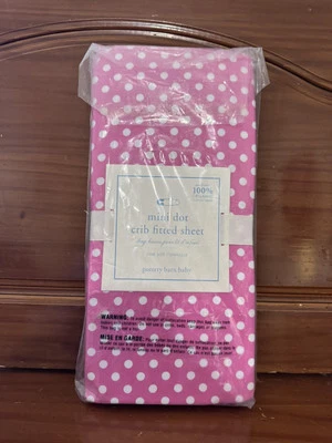 Pottery Barn Baby Pink And White Mini Dot Crib Fitted Sheet - Image 1 of 2