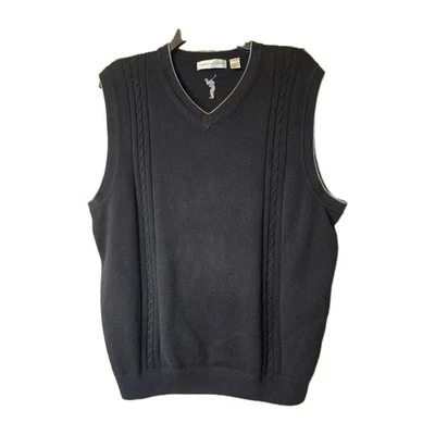 Men's Cypress Links Golf V-Neck Sleeveless Cotton Knit Black Sweater Vest Size L - Image 1 of 4