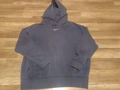 Vintage Y2K Nike Center Swoosh Check Navy Blue Hoodie Sweatshirt Unisex Medium - Image 1 of 4