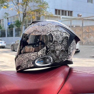 Built-in Camera Bluetooth Motorcycle Intercom Helmet Full Face Motorbike Helmets - Image 1 of 4