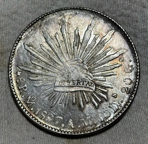 Moneta argento 8 reales 1897 MO AM Messico bei dettagli - Foto 1 di 5