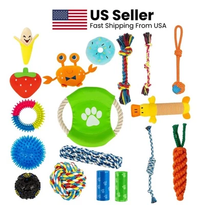 18Pcs Dog Toys Puppy Toys Rope Toys Braided Rope Chew Play Toys Teething Toys - Image 1 of 4
