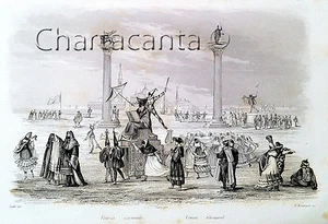 1835 Incisione CARNEVALE VENEZIA VENISE CARNIVAL - Picture 1 of 1