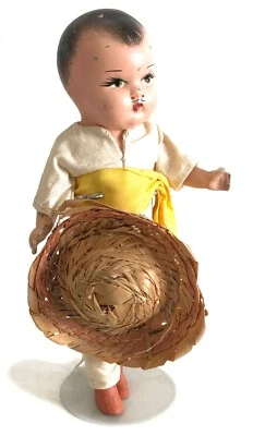 Vintage Composition 8" Young Mexican Boy Doll w/ Sombrero (Circa 1940's) - Image 1 of 4