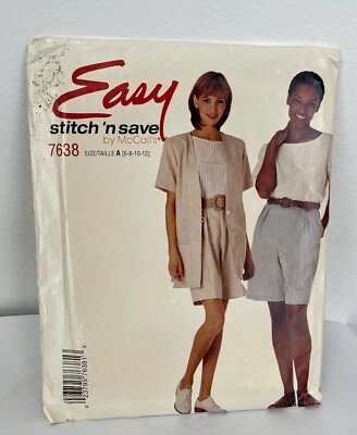7638 McCalls Stitch n Save Easy Jacket, Shirt & Short Pattern Sz. 6-12, 1995 - Image 1 of 2
