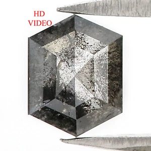 0.74 Ct Natural Loose Hexagon Cut Diamond 6.30 MM Salt And Pepper Diamond LQ3180 - Foto 1 di 8