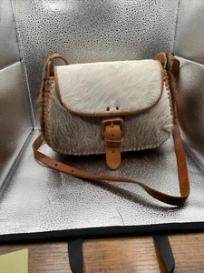 Crossbody Bag Women’s Handmade Brown Cowhide Leather Whipstitch - Picture 1 of 9