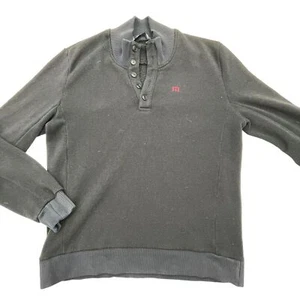 Travis Mathew Sweater Mens M Black Cotton Blend Long Sleeve Pullover Golf Mock - Picture 1 of 12