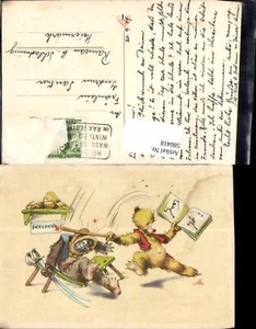 580418,Künstler Ak Vermenschlichte Tiere Bären Fechten Humor Buch Lesen - Picture 1 of 1
