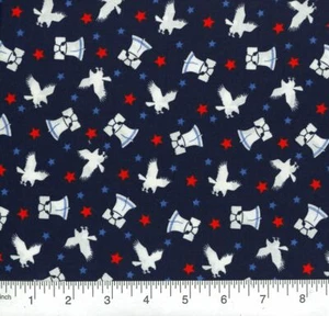 Tela azul Stars, Eagles & Liberty Bell 100 % algodón 1/4 yarda - Imagen 1 de 1
