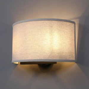 Linen Wall Sconce Indoor Fabric Bedside Light Fixture, 2-Light Dual Vintage Indu - Picture 1 of 7