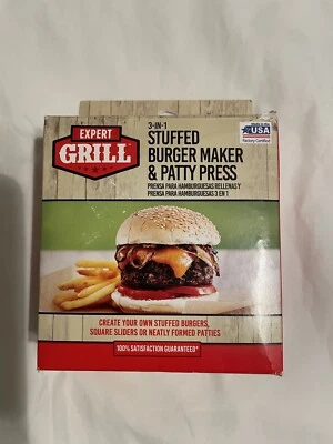 Expert Grill 3 en 1 Hamburguesa Rellena y Prensa para Hamburguesas (redonda)) ¡Hecha en EE. UU.! Foto 1 de 3