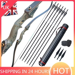 50lb Black Hunter Takedown Recurve Bow Archery Hunting Bow and Arrows Set Adult - Picture 1 of 10