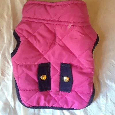 PUP  CREW  HOT  PINK  QUILTED  NAVY  TRIM  DOG  JACKET  "SIZE XL"   - Image 1 of 3