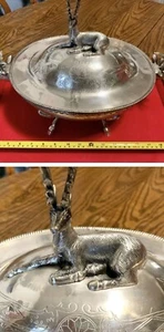 Vintage Elk Motif  Silver Plated Tureen - Picture 1 of 5