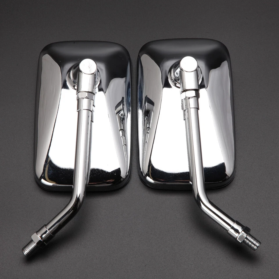For Kawasaki Vulcan VN 500 800 900 1600 Chrome Rectangle Motorcycle Mirrors 10MM - Image 1 of 4