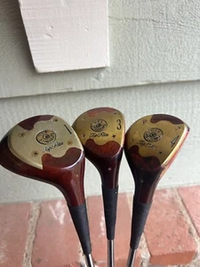 Spalding Top-Flite Certified USA Persimmon 1,3,4 Woods Victory Grips Stiff MINT - Picture 1 of 6