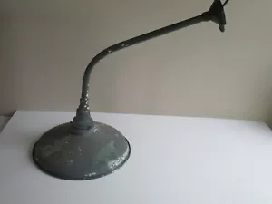 Antique 12” Porcelain Enamel Industrial Light Fixture and Shade Abolite - Picture 1 of 24