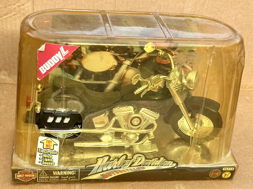 1999 Harley Davidson FatBoy Motorcycle Buddy L 05713 Real Lights Sounds RC4 Bike - Image 1 of 4