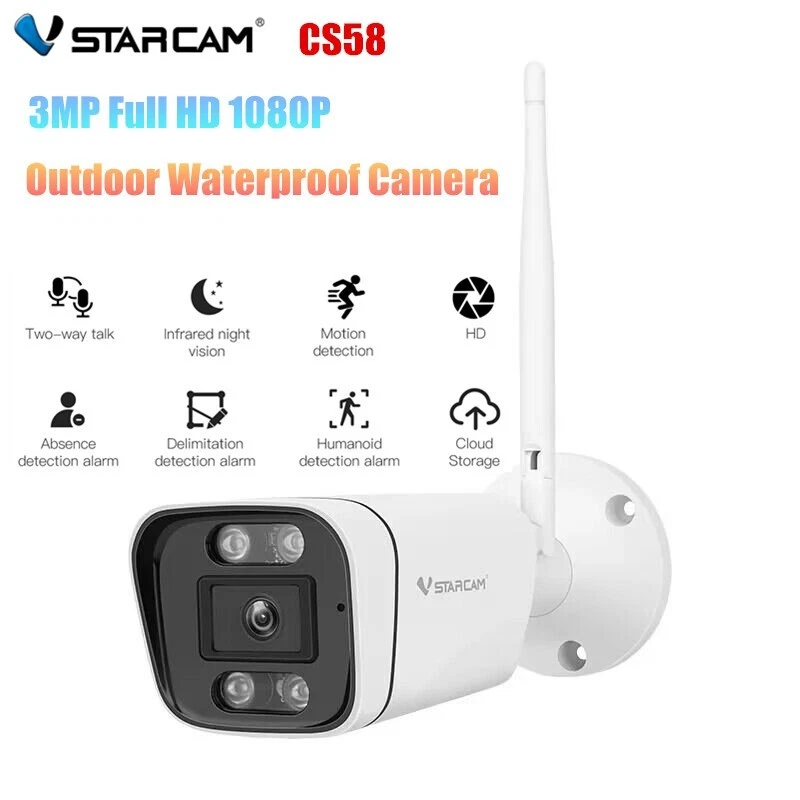 Vstarcam CS58 3MP FHD 1080P Smart 4 Lights Night Vision Waterproof Bullet Camera - Image 1 of 4