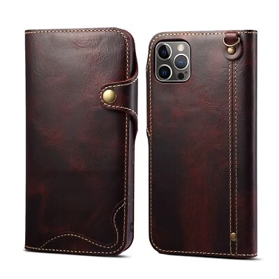 100% Genuine Leather Crocodile Cover  for iPhone 12 13 14 15 16 Wallet Flip Case - Image 1 of 4