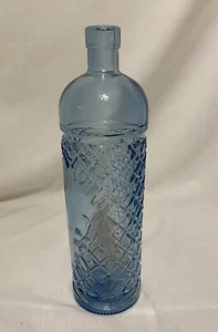 Vintage Blue Wine Bottle w/ Diamond Design 11" - Picture 1 of 6