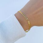  Gold Figaro Bracelet 9ct Gold Plated on Silver For Women Hypoallergenic Gift 