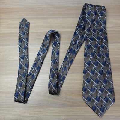 Blue Neck Tie Mens JOSEPH FEISS Gray Geo Art Deco Suit Dress High End Corpcore - Image 1 of 4