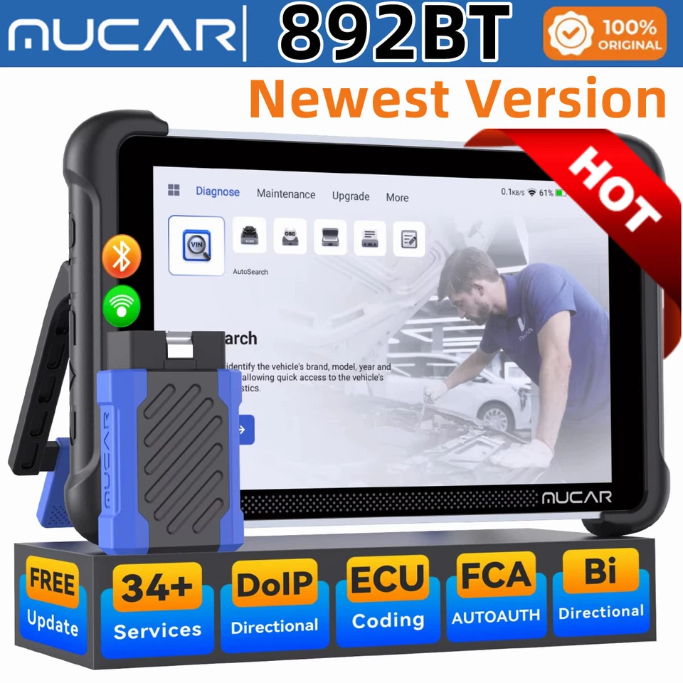 🔥2025 MUCAR 892BT Car Diagnostic OBD2 Scanner All System Scan Tool Action Test - Image 1 of 4