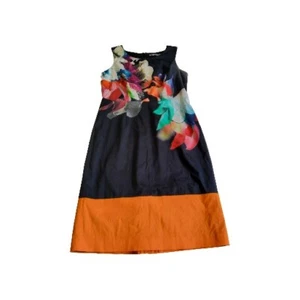 Table Eight Fully Lined Stretchy Dress Size 12 Black With Multi-coloured Flowers - Picture 1 of 10