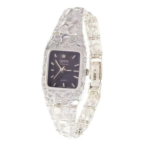 Women's 925 Sterling Silver Nugget Geneve Diamond Watch 6.5" 24 grams - Picture 1 of 2