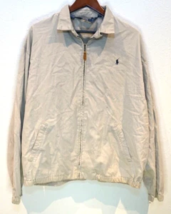 Vintage Polo Ralph Lauren Harrington Bomber Jacket Mens L Tan beige lined Preppy - Picture 1 of 5