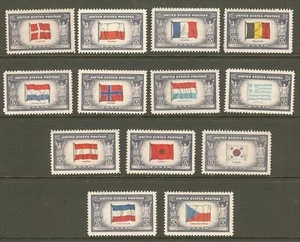 US Scott # 909 thru 921 Overrun Countries 1943-44 MNH Set - Picture 1 of 1