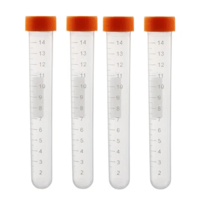 10 Pcs 15ml Plastic Centrifuge Tubes with Screw Cap Round Bottom Graduated Marks - Image 1 of 3