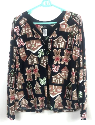Women's Disney Mickey and Minnie Multicolor Gingerbread Sleep Shirt Size XL - Image 1 of 4