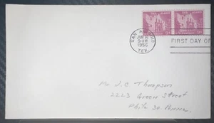 1956 US FDC SCOTT # 1043 X 2 COVER NO CACHET SAN ANTONIO TEXAS THE ALAMO USED - Picture 1 of 3