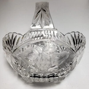 Cesta de frutas de cristal de vidrio grabado manzana, uvas, pera - Imagen 1 de 8