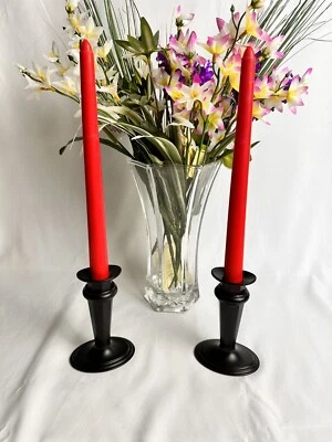 Juego de 2 soportes para candelabros Valerie negros con peso Foto 1 de 4