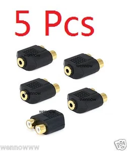 5 piezas -- adaptador RCA a estéreo, 2 x RCA hembra / 1 x 3,5 mm hembra estéreo - Imagen 1 de 1