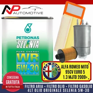 KIT TAGLIANDO ALFA MITO 1.3 JTDM 84 95 CV EURO5 2010 + 4LT OLIO SELENIA WR 5W30 - Foto 1 di 7