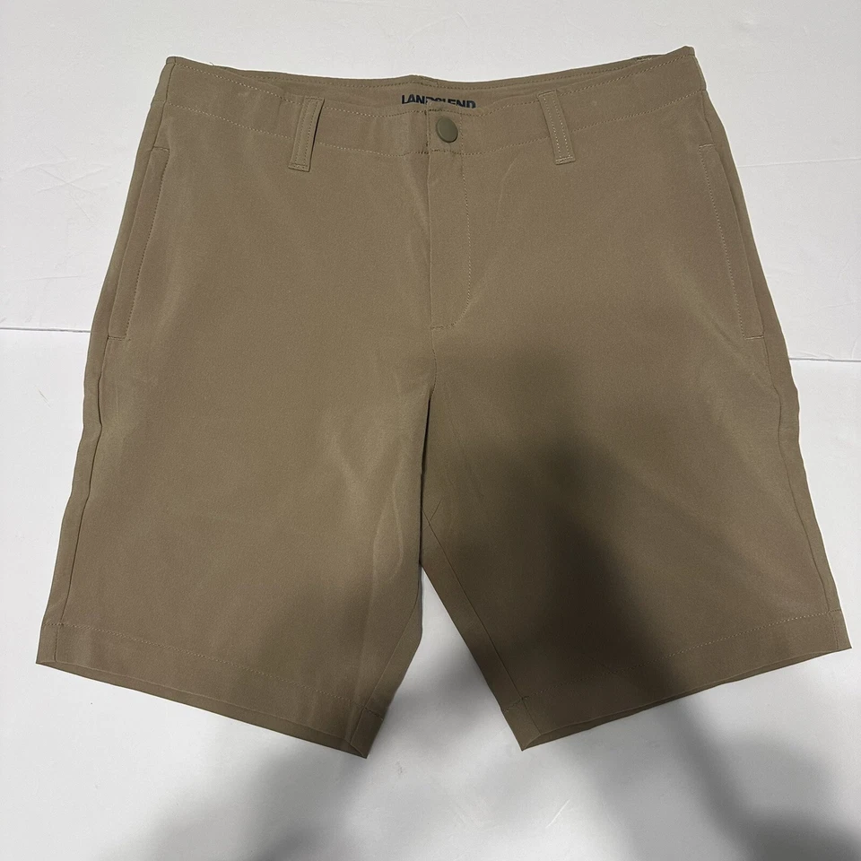Lands' End. NWOT.  Boys active shorts.  Khaki chino shorts.  size 16 Husky - Image 1 of 4