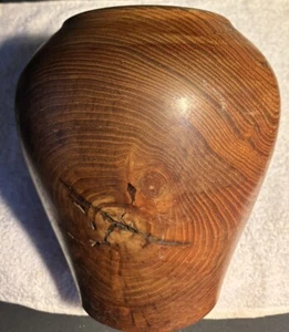 Vintage 1990 Paul Rhudy Turned Wood Black Locust Vase 10“ North Carolina Artisan - Bild 1 von 7
