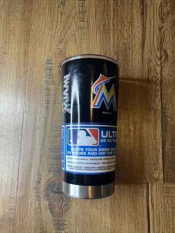 Miami Marlins Black Tumbler Cup 20 oz MLB Boelter Brands Cover