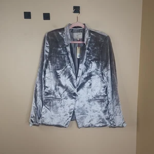 Blazer de terciopelo ajustado con un botón Banana Republic en plata talla 14 - Imagen 1 de 12